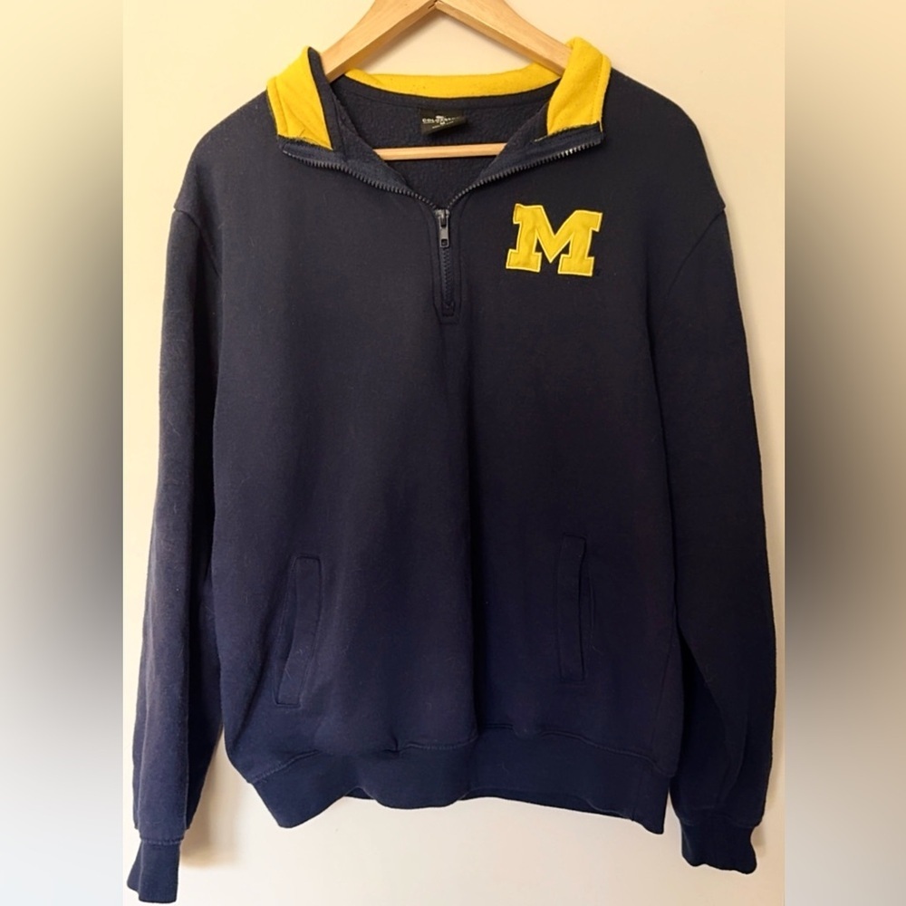 Navy Michigan Quarter-Zip Sweatshirt - Picture 2 of 5